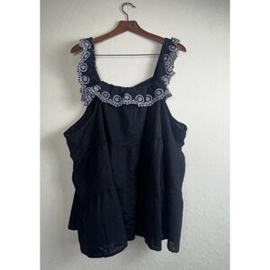 Old Navy Top 4X Boho‎ Prairie Cottagecore Embroidered Vacation Hippie Ruffled
